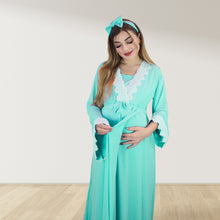 Load image into Gallery viewer, PRETTY IN SEA BLUE MATERNITY MAXI AND SWADDLE BLANKET  SET

