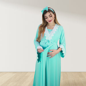 PRETTY IN SEA BLUE MATERNITY MAXI AND SWADDLE BLANKET  SET