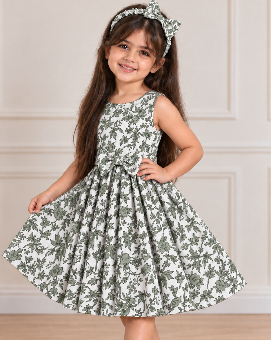 Green Floral Twirl Dress