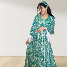 Load image into Gallery viewer, MAHRA GREEN PREMIUM COTTON TRIMMED  MATERNITY AND NURSING DRESS WITH ZIPPER
