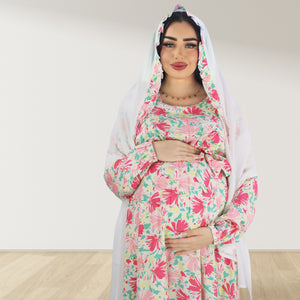 REEM PASTEL PINK DOUBLE ZIPPER MATERNITY AND NURSING DRESS