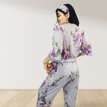 Load image into Gallery viewer, FLORAL PURPLE DROP SHOULDER PAJAMA SET WITH MATCHING BABY ROMPER - STYLED BY MAMA
