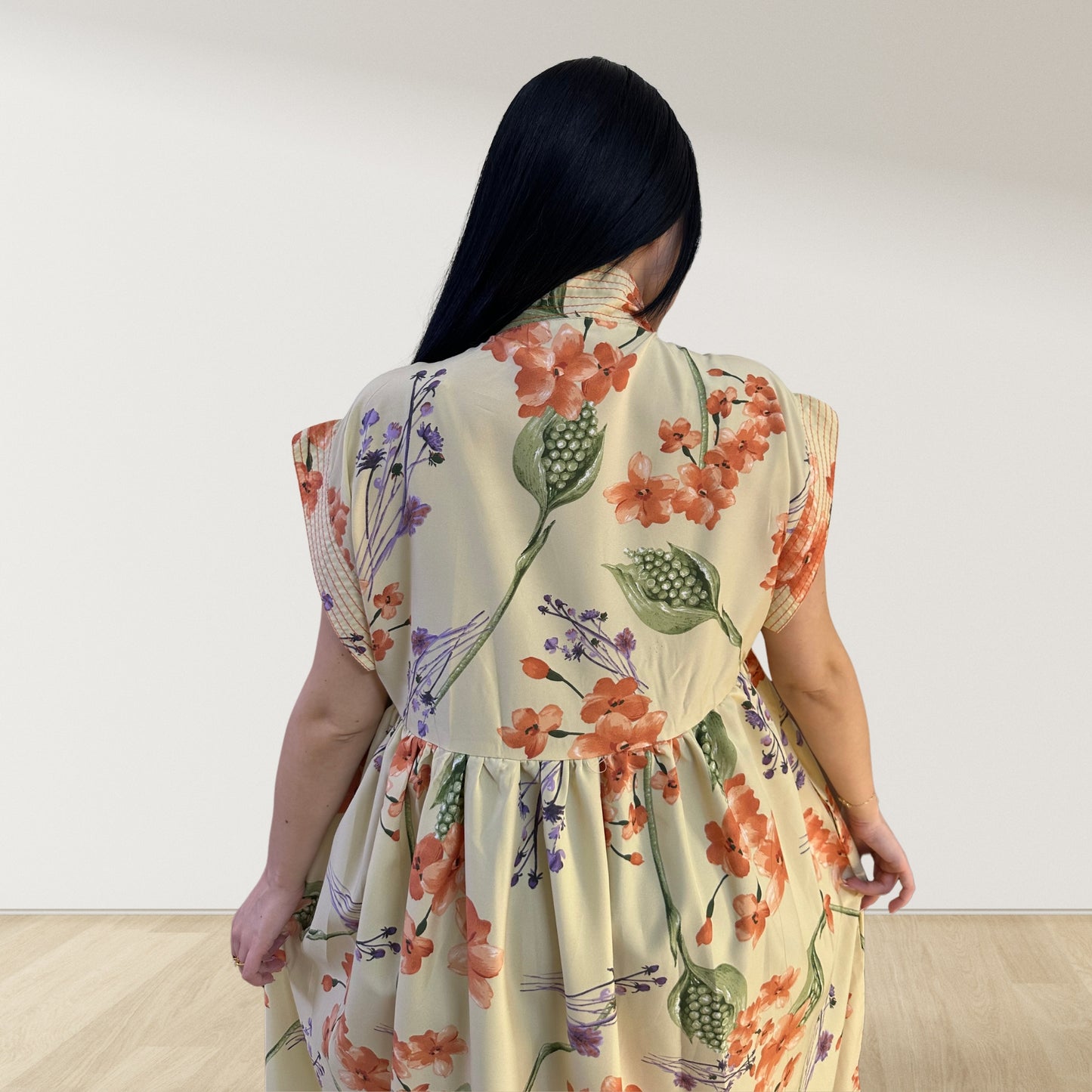 PEACH SPRING GARDEN FLORAL LULU SLEEVELESS MATERNITY AND NURSING GOWN