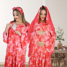 Load image into Gallery viewer, CRIMSON RED LAYERED  RUFFLE MATERNITY AND NURSING GOWN

