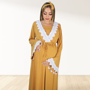 PRETTY IN MUSTARD YELLOW MATERNITY MAXI AND SWADDLE BLANKET  SET