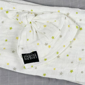 Star World Muslin organic cotton swaddles styled by mommy and me Arabia