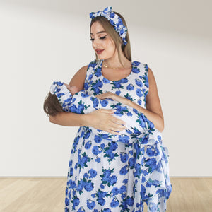 BLUE ROSES MOMMY AND ME 5 IN 1 LONG MATERNITY SET