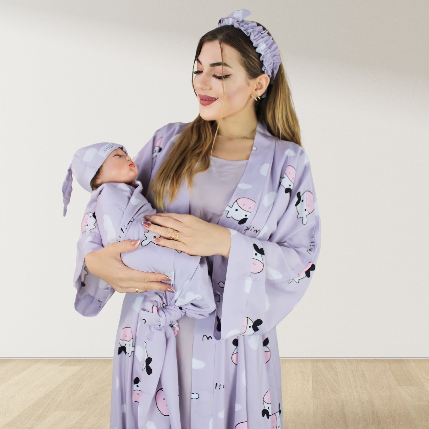 BABY MOW MOW MOMMY AND ME 5 IN 1 LONG MATERNITY SET