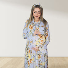 Load image into Gallery viewer, VINTAGE BLUE FLORAL MATERNITY MAXI AND SWADDLE BLANKET  SET
