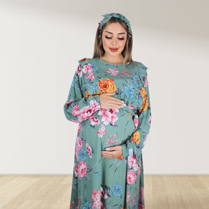 MISTY BLOSSOM ZIP MATERNITY AND NURSING GOWN