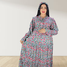 Load image into Gallery viewer, MALIKAT ALWURUD  DAISY PINK LAYERED MATERNITY AND NURSING GOWN
