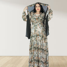 Load image into Gallery viewer, REEM COFFEE BROWN FLORAL DOUBLE ZIPPER MATERNITY AND NURSING DRESS
