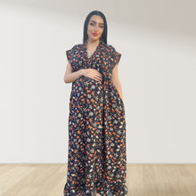 Load image into Gallery viewer, SUNSET AMBER BLACK LULU SLEEVELESS MATERNITY AND NURSING GOWN
