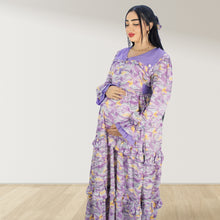 Load image into Gallery viewer, MAITHA VINTAGE PURPLE DOUBLE LAYERED MATERNITY AND NURSING GOWN WITH ZIPPER
