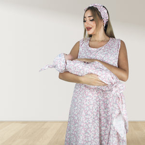 DAISY PINK  MOMMY AND ME 5 IN 1 LONG MATERNITY SET