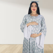 Load image into Gallery viewer, MAHRA GREY PREMIUM COTTON TRIMMED  MATERNITY AND NURSING DRESS WITH ZIPPER
