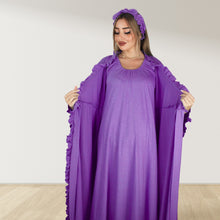 Load image into Gallery viewer, ORCHID PURPLE SIGNATURE RUFFLED ROBE AND LETTUCE SWADDLE SET
