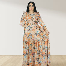 Load image into Gallery viewer, REEM ORANGE FLORAL DOUBLE ZIPPER MATERNITY AND NURSING DRESS
