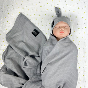 Solid grey muslin organic cotton swaddles