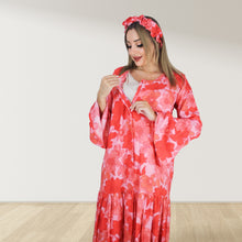 Load image into Gallery viewer, CRIMSON RED LAYERED  RUFFLE MATERNITY AND NURSING GOWN
