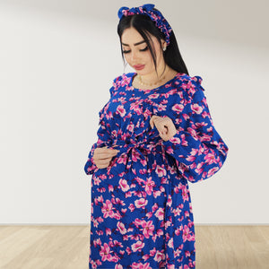 REEM PERSIAN PURPLE DOUBLE ZIPPER MATERNITY AND NURSING DRESS