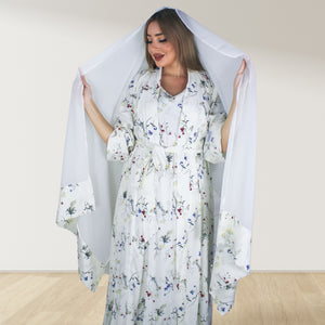 PEARL WHITE BOHO FLORAL  MOMMY AND ME 5 IN 1 LONG MATERNITY SET