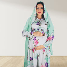 Load image into Gallery viewer, MALIKAT ALWURUD ICE GREEN LAYERED MATERNITY AND NURSING GOWN
