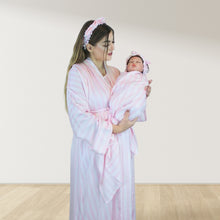 Load image into Gallery viewer, PINK AND WHITE STIPES MOMMY AND ME 5 IN 1 LONG MATERNITY SET
