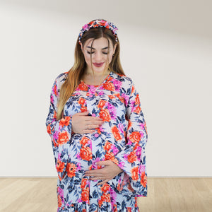EMILY ROSE LAYERED  RUFFLE MATERNITY AND NURSING GOWN