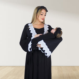 PRETTY IN BLACK MATERNITY MAXI AND SWADDLE BLANKET SET