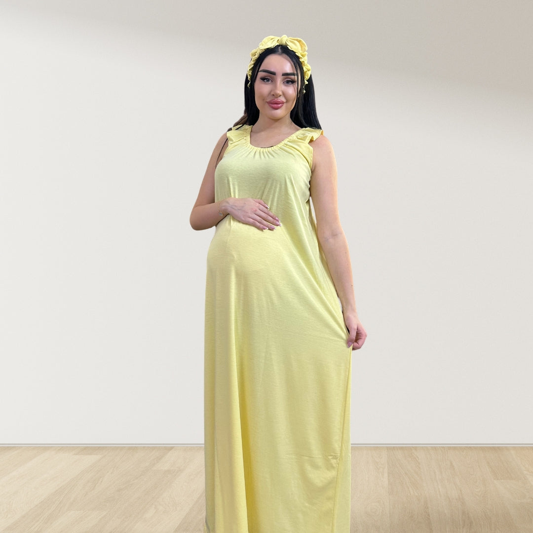 BUTTER YELLOW SIGNATURE RUFFLED ROBE AND LETTUCE SWADDLE SET