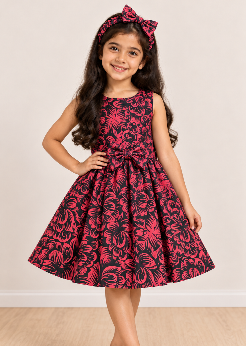 Red Floral Twirl Dress