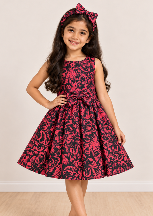 Red Floral Twirl Dress