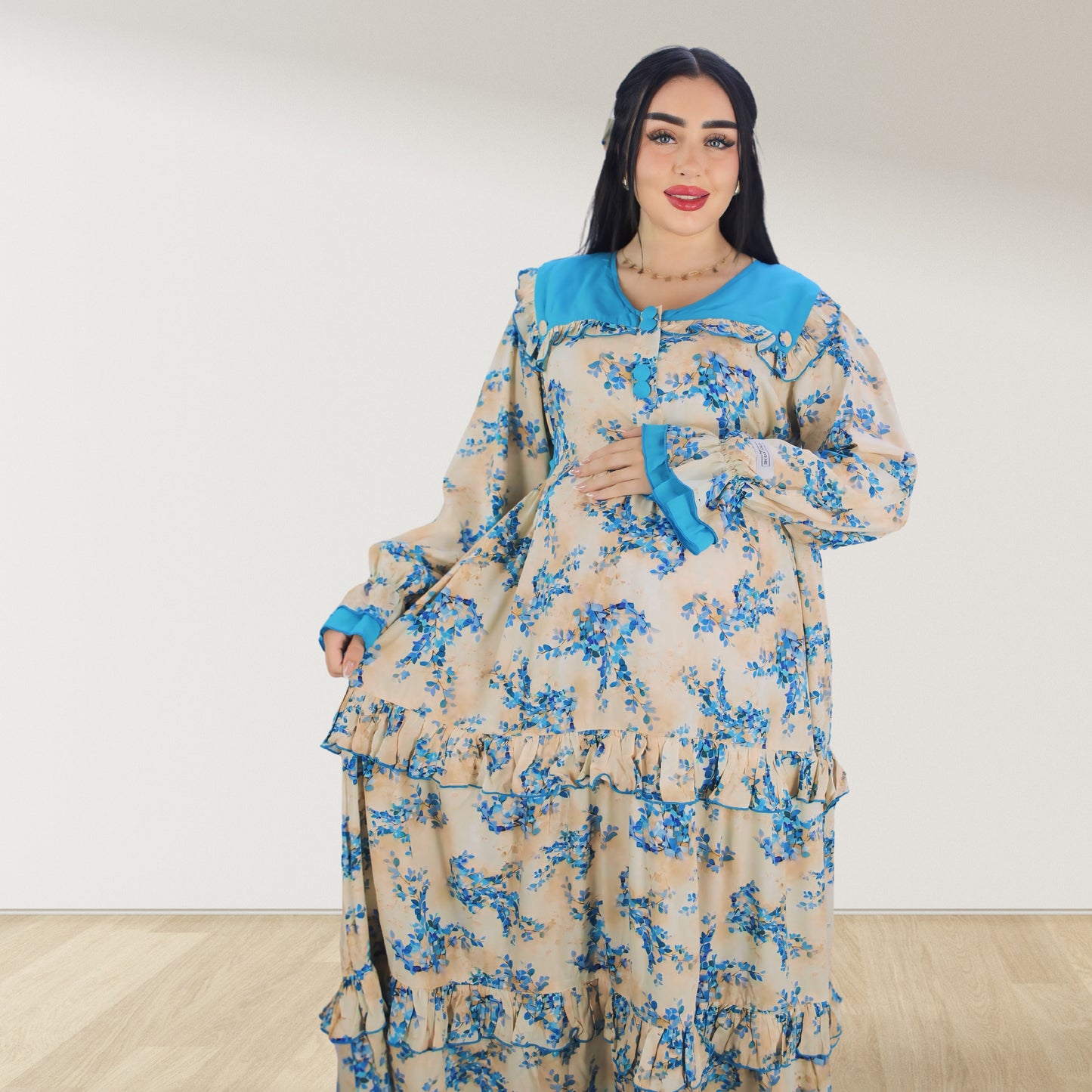 ثوب حمل ورضاعة أزرق عتيق من مايثا، ذو طبقتين، مزود بسحاب