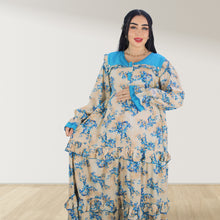 Load image into Gallery viewer, MAITHA VINTAGE BLUE DOUBLE LAYERED MATERNITY AND NURSING GOWN WITH ZIPPER
