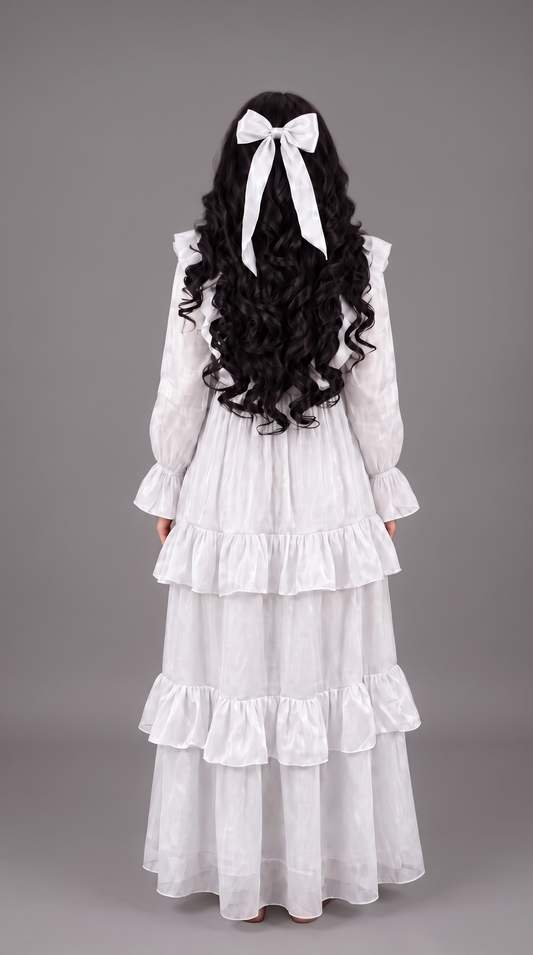 Theheb white maternity and nursing dantela maxi
