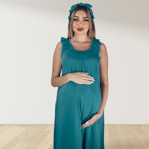 PINE GREEN SIGNATURE RUFFLED ROBE AND LETTUCE SWADDLE SET