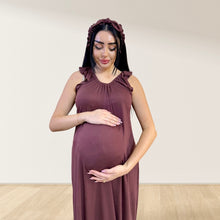 Load image into Gallery viewer, WALNUT BROWN SIGNATURE RUFFLED ROBE AND LETTUCE SWADDLE SET
