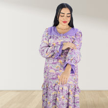 Load image into Gallery viewer, MAITHA VINTAGE PURPLE DOUBLE LAYERED MATERNITY AND NURSING GOWN WITH ZIPPER
