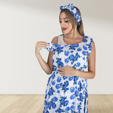 Load image into Gallery viewer, BLUE ROSES MOMMY AND ME 5 IN 1 LONG MATERNITY SET
