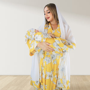 MANGO YELLOW MOMMY AND ME 5 IN 1 LONG MATERNITY SET