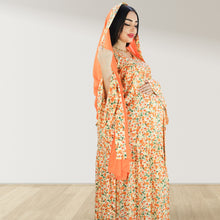 Load image into Gallery viewer, MARYOOM DAISY ORANGE RUFFLE MATERNITY AND NURSING DRESSS WITH ZIPPER
