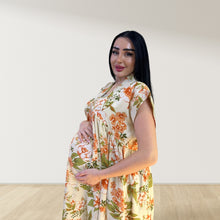 Load image into Gallery viewer, PEACH BLOSSOM FLORAL LULU SLEEVELESS MATERNITY AND NURSING GOWN
