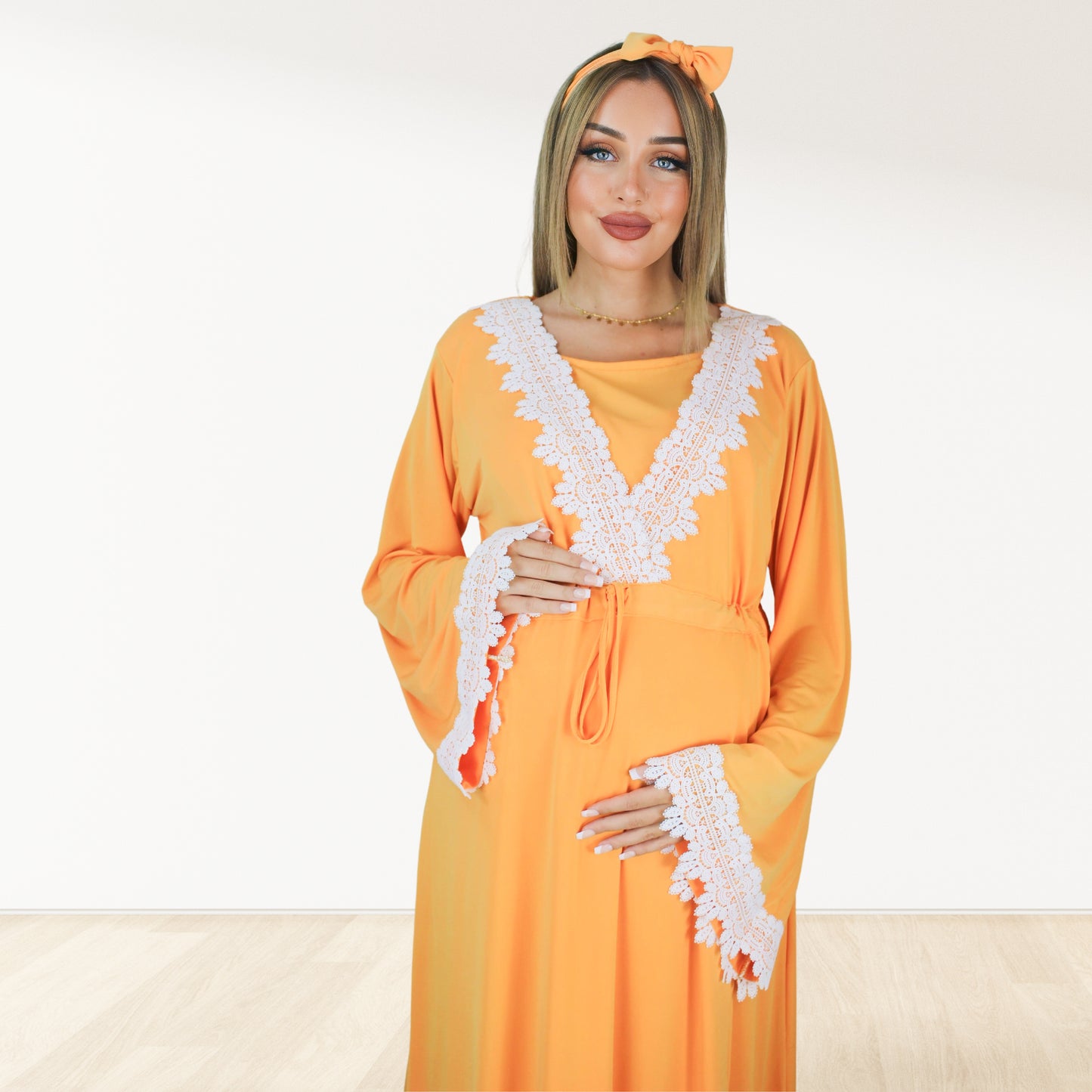 PRETTY IN  TANGY ORANGE  MATERNITY MAXI AND SWADDLE BLANKET  SET