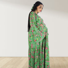 Load image into Gallery viewer, DHABIYA GREEN PREMIUM COTTON  LAYERED MATERNITY AND NURSING DRESS WITH ZIPPER
