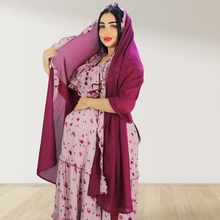 Load image into Gallery viewer, DUSKY PINK FARASHA SLEEVELESS  LAYERED MATERNITY AND NURSING GOWN
