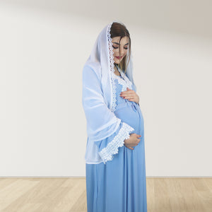 PRETTY IN POWDER BLUE  MATERNITY MAXI AND SWADDLE BLANKET  SET