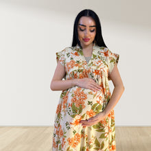 Load image into Gallery viewer, PEACH BLOSSOM FLORAL LULU SLEEVELESS MATERNITY AND NURSING GOWN
