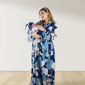 MIDNIGHT BLUE MATERNITY MAXI AND SWADDLE BLANKET  SET