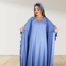 Load image into Gallery viewer, MOON LIGHT BLUE SIGNATURE RUFFLED ROBE AND LETTUCE SWADDLE SET
